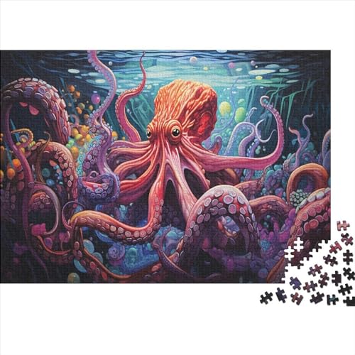 Puzzles Für Erwachsene 300 Teile Watercolor Octopus Holzpuzzles – Puzzle Zum Anfassen – Familiendekoration 300pcs (40x28cm) von ICOBES