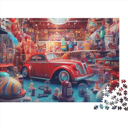 Red Classic Car Holzpuzzle Mit 300 Teilen. Puzzles Für Erwachsene. 300 Teile. Puzzles Mit 300 Teilen Für Erwachsene. Geschenke 300pcs (40x28cm) von ICOBES