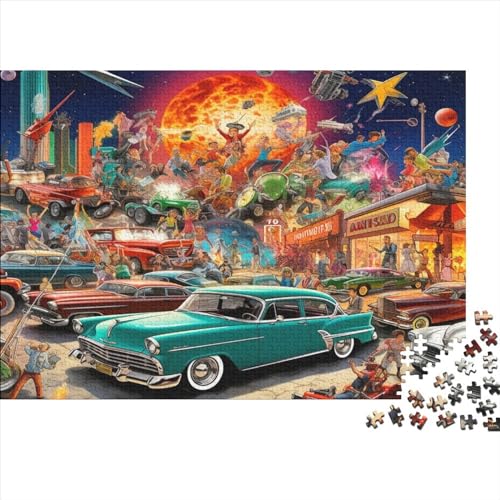 Retro Car Night Puzzles Für Erwachsene 1000 Teile Ungelöstes Puzzle 1000 Teile Puzzles Für Erwachsene Geschenke 1000pcs (75x50cm) von ICOBES