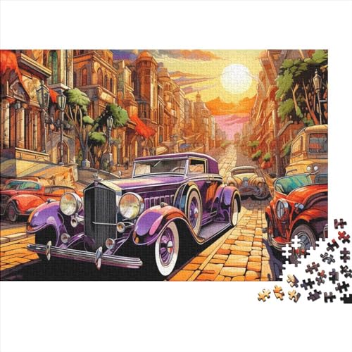 Retro Car Puzzles Für Erwachsene, 1000 Teile. Entpacken Sie Spielpuzzles, Puzzles 1000 Teile Für Erwachsene, Geschenke 1000pcs (75x50cm) von ICOBES
