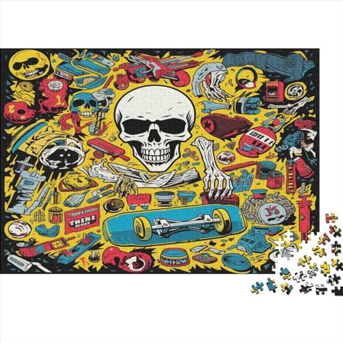Skateboard Skull 300 Teile Puzzle Für Erwachsene | Dekompressionsspiel Puzzles Für Erwachsene 300 Teile Puzzlegeschenke 300pcs (40x28cm) von ICOBES