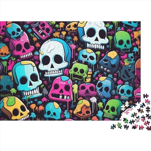 Skull Puzzle 500 Teile Puzzles Für Teenage Puzzles Impossible Multi-Coloured Human Skeleton Puzzle Family Lernspiel Challenging Games Einzigartiges Holzspielzeug Geschenk 500pcs (52x38cm) von ICOBES