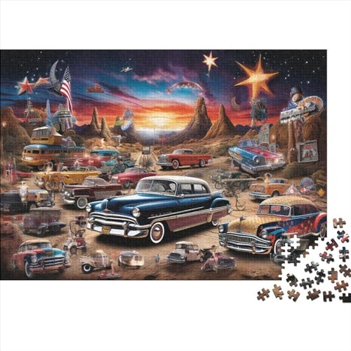 Vintage Cars and Stars Puzzles 500 Teile Für Erwachsene Puzzles Für Erwachsene 500 Teile Puzzle Lernspiele 500pcs (52x38cm) von ICOBES