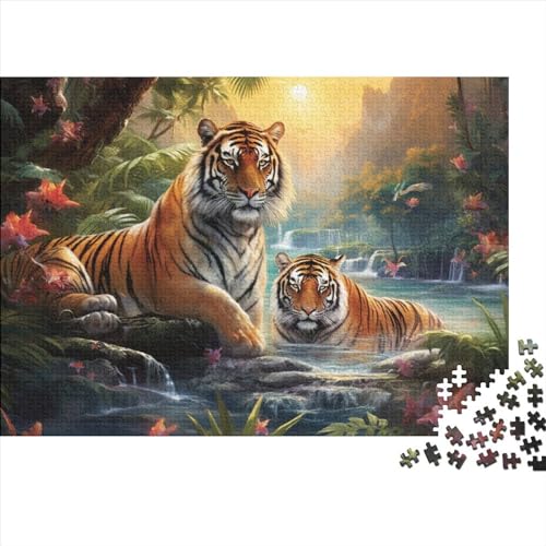 Wild Tiger 300-teiliges Holzpuzzle, Lernpuzzle, Familienspiel Für Erwachsene Und Kinder 300pcs (40x28cm) von ICOBES