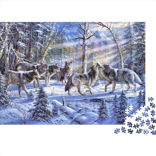 Wolf in The Snow Puzzles Für Erwachsene 500 Teile Puzzles Für Erwachsene Puzzles 500 Teile Für Erwachsene Anspruchsvolles Spiel 500pcs (52x38cm) von ICOBES
