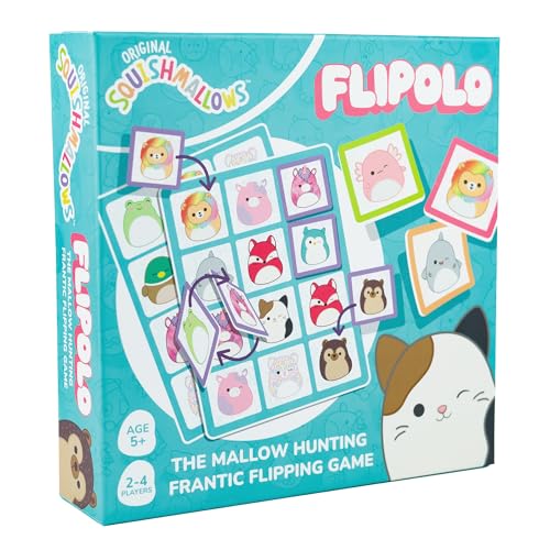 IDEAL Squishmallows Flipolo-Spiel: das Frantic Flip Matching-Spiel, Familienspiele, für 2-4 Spieler, ab 5 Jahren von IDEAL