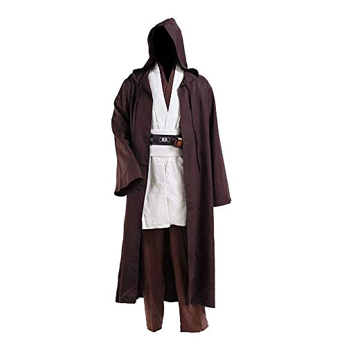 IDEALcos Anakin Luke Skywalker Cosplay Kostüm Mantel Halloween Robe Outfit Anzug für Erwachsene Männer (XXL, Braun Weiß) von IDEALcos