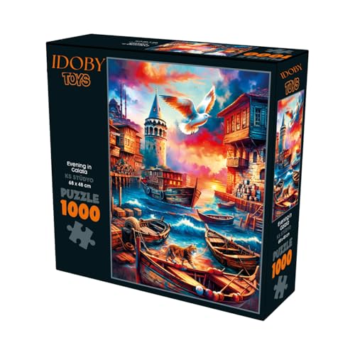 IDOBY 1000-teiliges Little Kings Illusions Puzzle - König der Löwen Katzenpuzzle 68x48 cm (Galata-Turm) von IDOBY