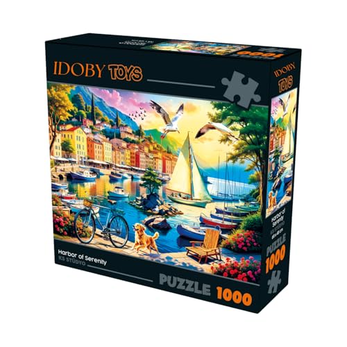 IDOBY 1000-teiliges Little Kings Illusions Puzzle - König der Löwen Katzenpuzzle 68x48 cm (Hafen) von IDOBY