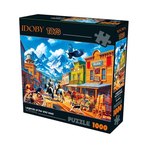 IDOBY 1000-teiliges Little Kings Illusions Puzzle - König der Löwen Katzenpuzzle 68x48 cm (Wilder Westen) von IDOBY