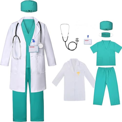 Doktor-Kostüm-Set mit Schlupfhose, Laborkittel, Stethoskop, Ausweis, für Kinder, Mädchen, 3–10 Jahre Doktor-Kostüm-Set mit Schlupfhose, Laborkittel, Stethoskop, Ausweis, für Kinder, Mädchen, 3–10 Jahre von IDOTTA