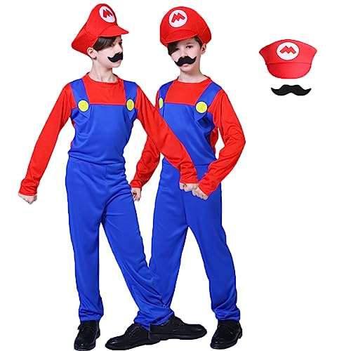 IDOTTA Halloween Klempner-Kostüm, Outfits für Kinder, Erwachsene, Uni, Cosplay, Verkleidung, mit Bros, Hüten, Kappe, Schnurrbärte, Halloween, Cosplay, Karneval IDOTTA Halloween Klempner-Kostüm, Outfits für Kinder, Erwachsene, Uni, Cosplay, Verkleidung, mit Bros, Hüten, Kappe, Schnurrbärte, Halloween, Cosplay, Karneval von IDOTTA