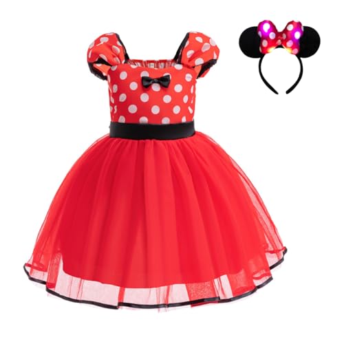 IDOTTA Minnie-Kostüm, gepunktetes Kleid mit leuchtenden Mausohren, Schleife, Kopfhand für Kinder, Mädchen, Halloween, Geburtstag, Party, Cosplay IDOTTA Minnie-Kostüm, gepunktetes Kleid mit leuchtenden Mausohren, Schleife, Kopfhand für Kinder, Mädchen, Halloween, Geburtstag, Party, Cosplay von IDOTTA