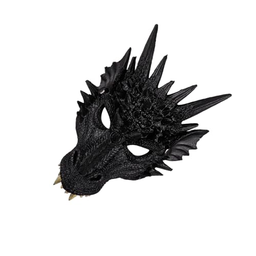 IEEDFJKK Einzigartige Tiermaske für Cosplay und Kostümpartys, Cosplay Maske, PU Maske, Cosplay Drachenmaske, Partymaske, Halloween Masken, Schwarz von IEEDFJKK