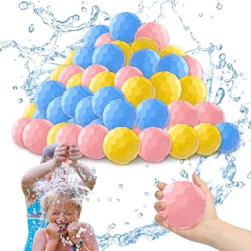 IEEILULU 30 Stück Water Splash Bälle, Wiederverwendbare Wasserbomben, Bunte Silikon Wasserballons, Wasserbomben Selbstschließend, Wiederverwendbar Set für Sommer Draussen Pool Spielzeug (15) von IEEILULU