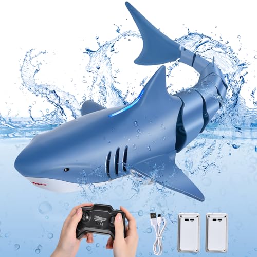 IEEILULU Ferngesteuerter Hai, 2.4GHz Ferngesteuert Hai Boot mit USB, Wasserspielzeug Kinder, Pool Spielzeug, Simulation RC Hai Wasserspielzeug Geschenk für 8+ Jahre Jungen Mädchen Schwimmbad (Blau) von IEEILULU