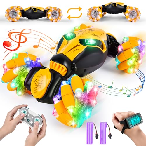 IEEILULU Ferngesteuertes Auto, RC Offroad Twist Stunt Car, 4WD 2.4GHz Gestensensor Drift Car mit Musik Licht, 360° Drehung Crawler Fahrzeug für Kinder, Drehung Ferngesteuertes Auto ab 6 Jahre von IEEILULU