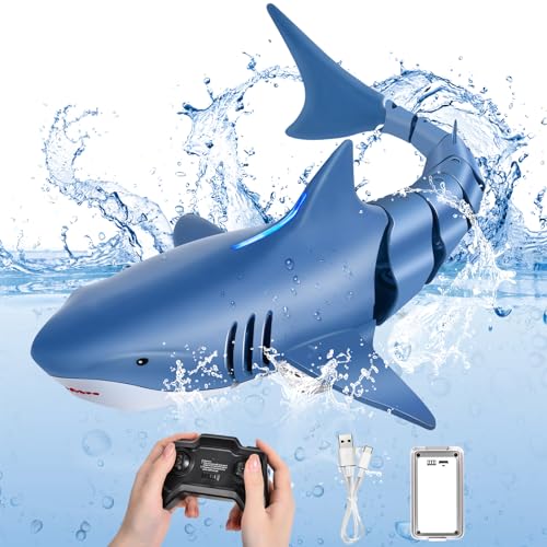 IEEILULU Ferngesteuerter Hai, 2.4GHz Ferngesteuertes Hai-Spielzeug mit USB, Pool Spielzeug, Simulation RC Hai Wasserspielzeug Geschenk für 8 9 10 11 12 Jahre Jungen Mädchen Schwimmbad von IEEILULU