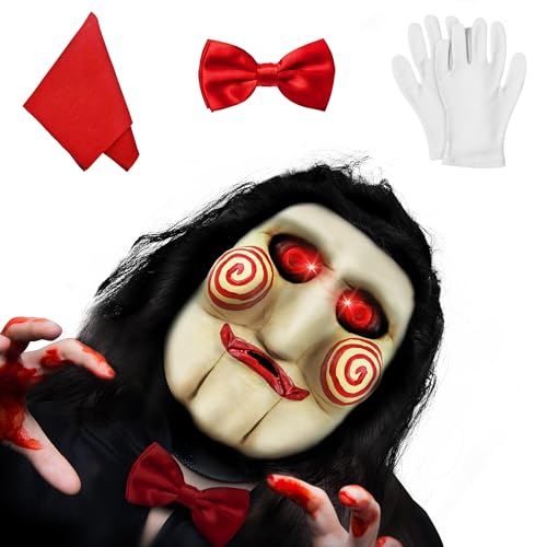 IEEILULU Saw Maske, Jigsaw Halloween Horror Mit Leuchtenden Augen, Perfekt für Halloween Horror-Events und Kostümpartys IEEILULU Saw Maske, Jigsaw Halloween Horror Mit Leuchtenden Augen, Perfekt für Halloween Horror-Events und Kostümpartys von IEEILULU