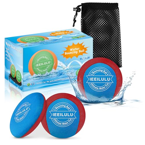 IEEILULU Sprungball Wasser, 3 Stück Wasserspringender Ball, Wasser Hüpfball für Outdoor Wassersport, Wiederverwendbarer Wasserfestes Strandspielzeug für Kinder und Erwachsene (Blau) von IEEILULU