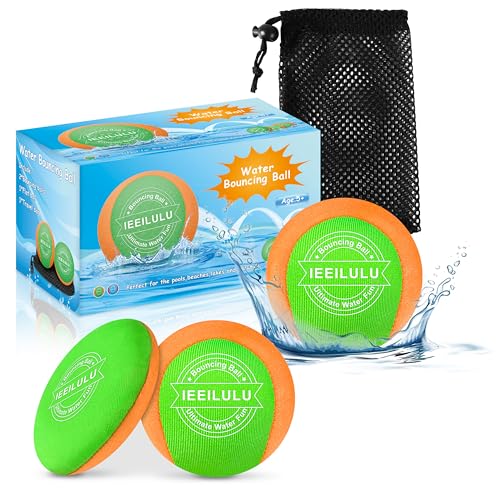 IEEILULU Sprungball Wasser, 3 Stück Wasserspringender Ball, Wasser Hüpfball für Outdoor Wassersport, Wiederverwendbarer Wasserfestes Strandspielzeug für Kinder und Erwachsene (Grüner) von IEEILULU