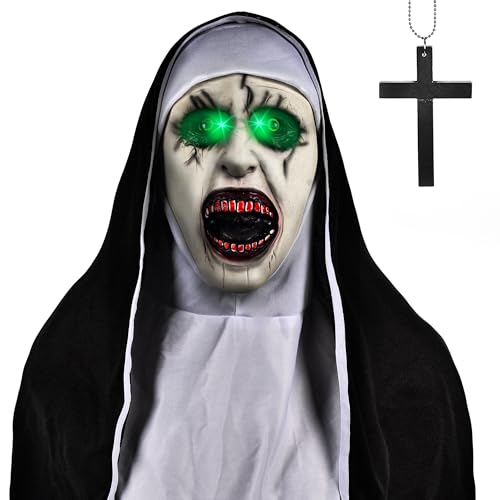 IEEILULU The Nun Maske, Nonne Halloween Mit Leuchtenden Augen - Perfekt für Horror-Events und Kostümpartys IEEILULU The Nun Maske, Nonne Halloween Mit Leuchtenden Augen - Perfekt für Horror-Events und Kostümpartys von IEEILULU