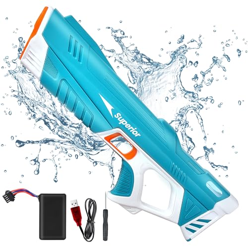 IEEILULU Wasserpistole Elektrisch, Automatische Wasserspritzpistole für Erwachsene Kinder, 8-10 M Großer Reichweite Wasserpistole Spielzeug, Sommerspielzeug für Pool Garten Strand (Blau 2) von IEEILULU