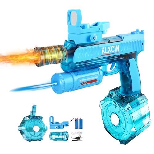 IEEILULU Wasserpistole Elektrisch, Elektrische Wasserpistole mit Licht, Electric Water Gun mit 750ml Großer Inhalt, Zwei Wiederaufladbare Batterien, Ideal für Wasserpistolenschießspiele (Blau-1) von IEEILULU