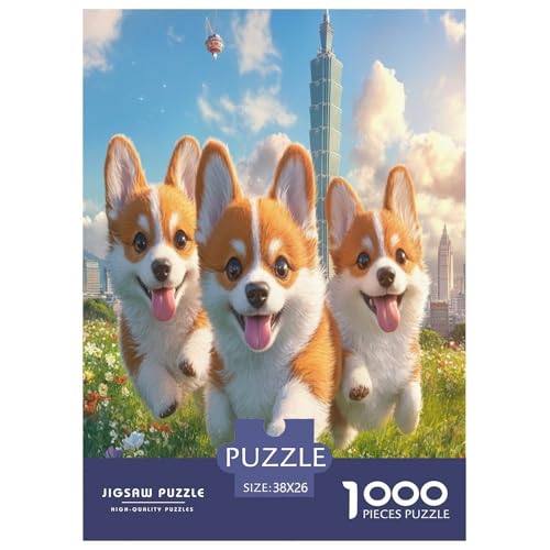 Corgi Puzzles 1000 Teile Schwer Puzzle Spielzeug Pädagogisches Spiel Impossible Herausforderungsspielzeug Für Erwachsene Und Kinder Ab 14 Jahren 38x26cm/1000pcs von IEJKLUVWX