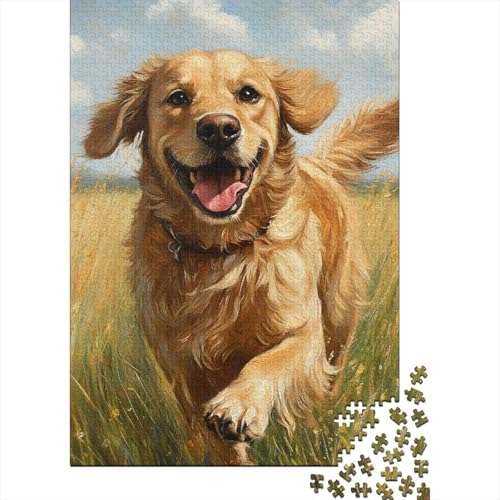 Golden Retriever Puzzles 1000 Teile Schwer Puzzle Spielzeug Pädagogisches Spiel Impossible Herausforderungsspielzeug Für Erwachsene Und Kinder Ab 14 Jahren 1000pcs (75x50cm) von IEJKLUVWX
