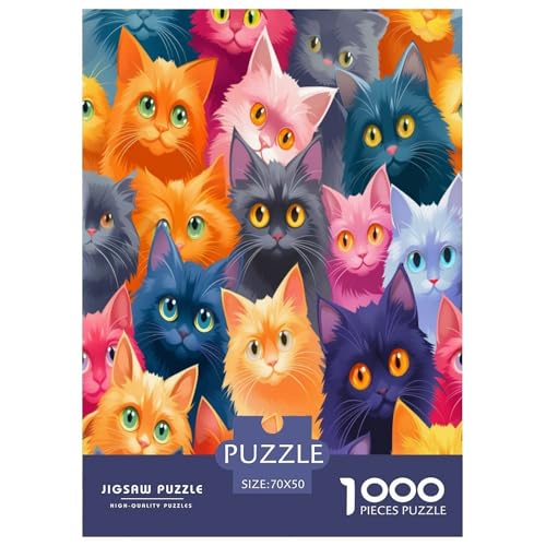 Katze Puzzle 1000 Teile Schwer Puzzle Spielzeug Pädagogisches Spiel Impossible Herausforderung Spielzeug Für Erwachsene Und Kinder in Bewährter 70x50cm/1000pcs von IEJKLUVWX