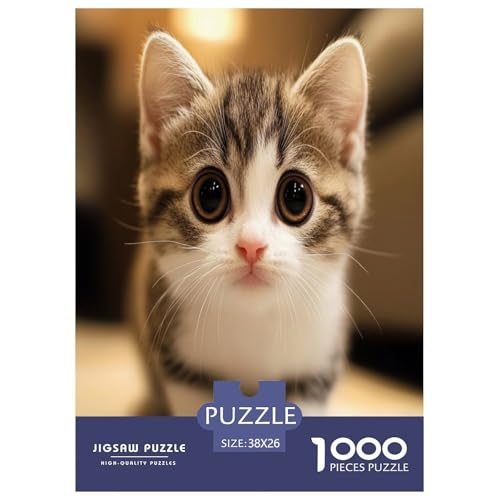 Niedliche Katze Puzzle 1000 Teile Schwer Puzzle Spielzeug Pädagogisches Spiel Impossible Herausforderung Spielzeug Für Erwachsene Und Kinder Ab 12 Jahren 38x26cm/1000pcs von IEJKLUVWX