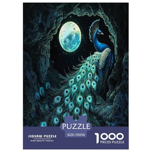 Pfauen Puzzles 1000 Teile Schwer Puzzle Spielzeug Lernspiel Impossible Herausforderungsspielzeug Für Erwachsene Kinder 70x50cm/1000pcs von IEJKLUVWX