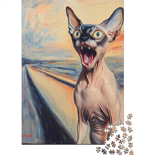 Sphinxkatze Puzzles 1000 Teile Schwer Puzzle Spielzeug Lernspiel Impossible Herausforderung Spielzeug Für Erwachsene Und Kinder Ab 12 Jahren 1000pcs (75x50cm) von IEJKLUVWX