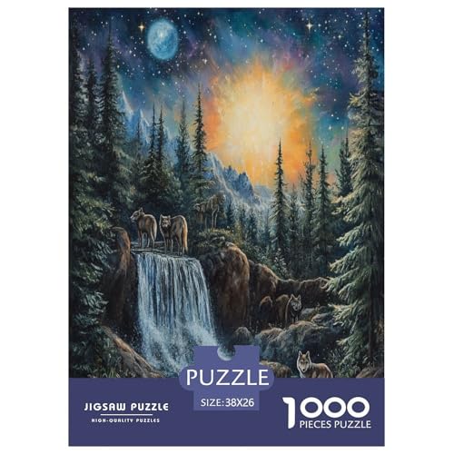 Wolf Puzzle 1000-teilige Schwer Puzzle Spielzeug Lernspiel Impossible Herausforderungsspielzeug Für Erwachsene Und Kinder Ab 12 Jahren 38x26cm/1000pcs von IEJKLUVWX