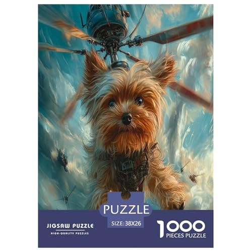 Yorkshire Terrier Puzzle 1000 Teile Schwer Puzzle Spielzeug Lernspiel Impossible Herausforderungsspielzeug Für Erwachsene Kinder 38x26cm/1000pcs von IEJKLUVWX