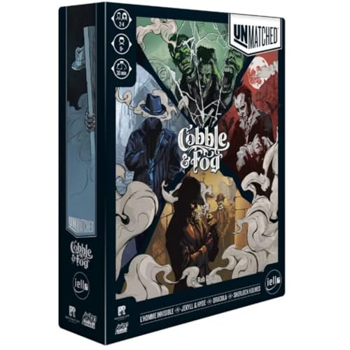 IELLO Unmatched: Cobble & Fog – Französische Version (2 bis 4 Spieler, ab 96 Monaten, Strategie, Wort, Historisch, Mystery, Frankreich) von IELLO