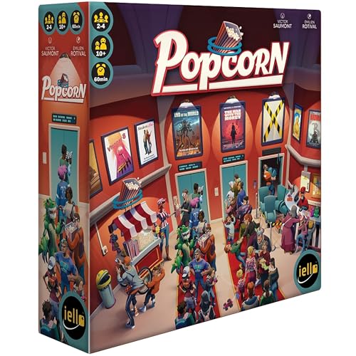 IELLO: Popcorn – Brettspiel zum Aufbau von Taschen und Platzieren, Kino verwalten, Kinogäste anziehen, Wettbewerbsspiel, Familie ab 10 Jahren, 2–4 Spieler IELLO: Popcorn – Brettspiel zum Aufbau von Taschen und Platzieren, Kino verwalten, Kinogäste anziehen, Wettbewerbsspiel, Familie ab 10 Jahren, 2–4 Spieler von IELLO