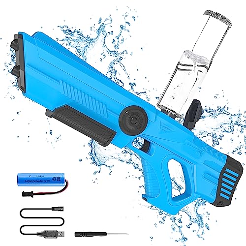 Elektrische Wasserpistole für Kinder, Wasserpistole Elektrisch mit Automatische Wasseraufnahme, 8–10m Reichweite, 400ML Kapazität, 500-mAh-Akku, Sommer Spielzeug für Pool, Sommer, Strand (blau) von IERAKOR