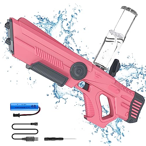 Elektrische Wasserpistole für Kinder, Wasserpistole Elektrisch mit Automatische Wasseraufnahme, 8–10m Reichweite, 400ML Kapazität, 500-mAh-Akku, Sommer Spielzeug für Pool, Sommer, Strand (rot) von IERAKOR