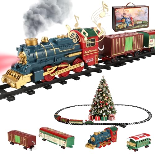 IERAKOR Elektrisches Dampfzug-Spielzeug, elektrischer Zug für Kinder mit Licht, Musik und Rauch, rund/oval, Dampflokomotive für Weihnachtsgeschenke IERAKOR Elektrisches Dampfzug-Spielzeug, elektrischer Zug für Kinder mit Licht, Musik und Rauch, rund/oval, Dampflokomotive für Weihnachtsgeschenke von IERAKOR
