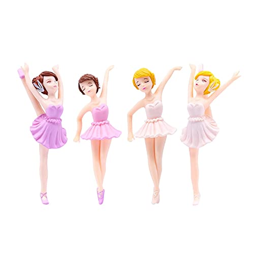 IEW 4 Stück Miniatur Ballett Mädchen Figur Desktop Collection Kuchendekoration Mädchen Kuchen Topper Blumentopf Dekoration von IEW