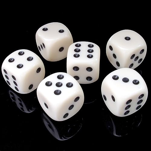 Weißes Würfel-Set, Acryl, abgerundet, sechsseitig, D6, mit schwarzen Punkten, für Brettspiele, Partys, Spaß, Heimwerken, 50 Stück von IFAMIO