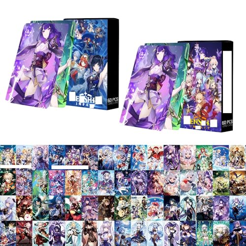 Anime Karten, 120 Stück Genshvdfin Imffepact Karten, Anime Cartoon Spielkarten, Sammelkarten für Kinder Fans Teenager Und Erwachsene Geburtstagsgeschenk von IFHDO