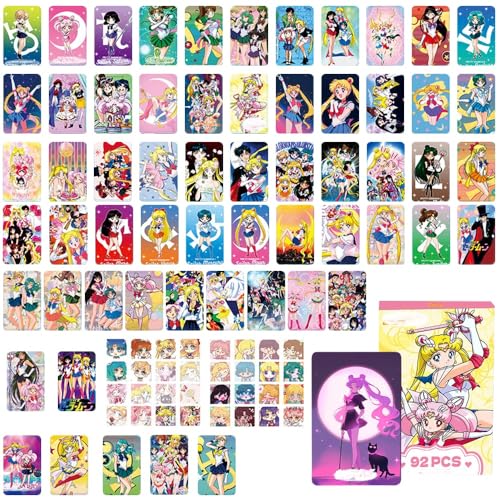 Anime karten, 92 Stück AnimeSaailiorr Moon Sammelkarten Aufkleber, Sammelkarten für Kinder, Sticker Kartenspiel Sets Für Fans, Kinder, Teenager Und Erwachsene Geschenk von IFHDO