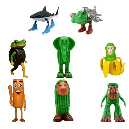 Cartoon Mini Figurines, 8 Stück Mini Aciton Figuren Set, PVC Cartoon Figuren Tortendeko, 3D Tiere Cake Toppers, Hai Crocodillo Statue Modell Collection Geschenk Für Kinder von IFHDO