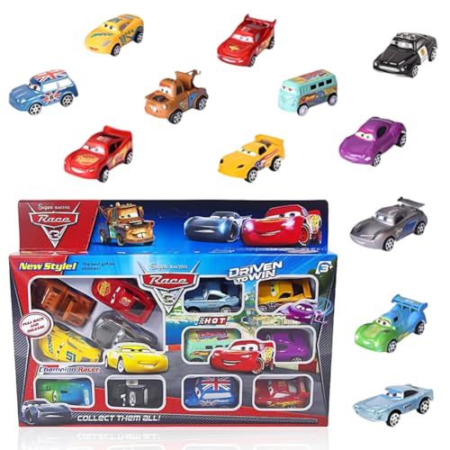 IFHDO 12 Stück MccQueen Mini Autos Kinder, MccQueen Auto Tortendekoration, MccQueen Auto Set Mini Spielfahrzeug Cars Auto Kuchendekoration Figure Charakter Spielzeugauto für Kinder von IFHDO