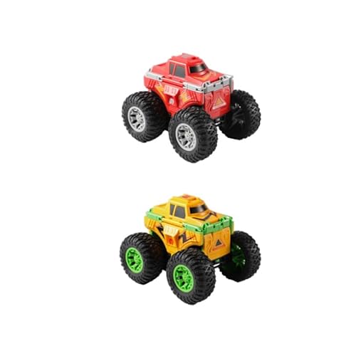 IFHDO 2 Stück Kinderspielzeug Fahrzeuge,Trucks Spielzeug, Dinosaurier Trucks Jungen,Rennwagen Spielsets 2 in1 Rotierendes Geländewagen Push and Go Autos Geschenke für Kinder 3 6 8 Jahre Grün Rot von IFHDO