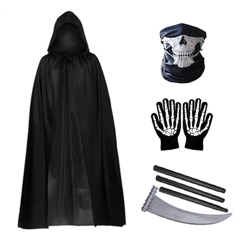 IFHDO 30 Blätt Halloween Tattoo Narben, Gefälschte Wunden, Karnevalskapuzenkostüm, Halloween Sensenmann Kostüm Erwachsene, Unisex Cosplay Kostüm für Halloween Karneval Maskerade Fasching von IFHDO