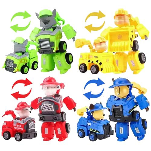 IFHDO Pup Squad Racers, Spielzeugauto Welpenfigur, Verwandlung Auto Hund Roboter, Spielzeug-Roboterauto, 4-Teiliges Fahrzeug-Geschenkset, Spielzeug Geeignet für Kinder ab 3 Jahren IFHDO Pup Squad Racers, Spielzeugauto Welpenfigur, Verwandlung Auto Hund Roboter, Spielzeug-Roboterauto, 4-Teiliges Fahrzeug-Geschenkset, Spielzeug Geeignet für Kinder ab 3 Jahren von IFHDO